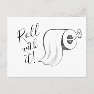 Watercolor Roll with it Postponed Postcard