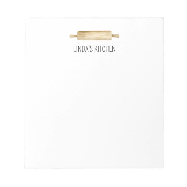 Watercolor Rolling Pin Custom Notepad   (Front)