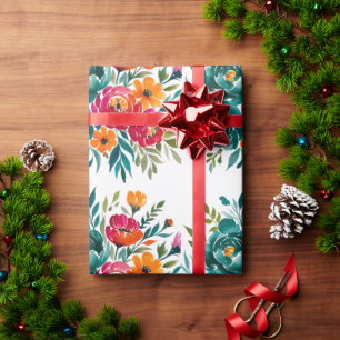 Watercolor Romance: A Colorful Blooms Wedding Wrapping Paper