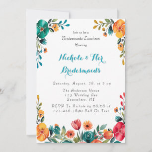 Watercolor Romance Bridesmaids Luncheon Invitation