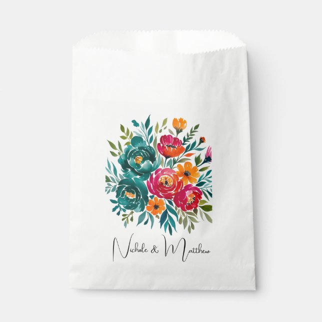 Watercolor Romance Wedding Favor Bag (Front)