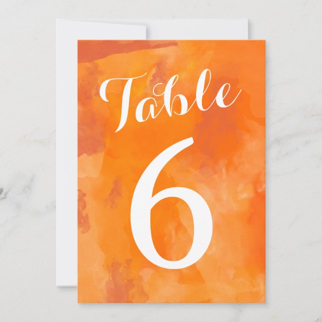 Watercolor Romance Wedding Table Numbers (Front)
