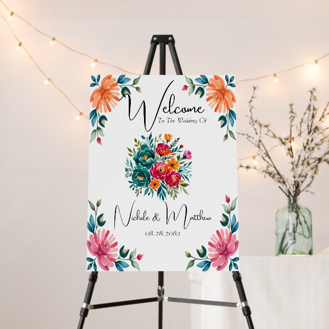 Watercolor Romance Wedding Welcome Sign (In Situ (Stand))