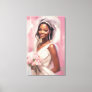 Watercolor Romantic African American Wedding Bride Canvas Print