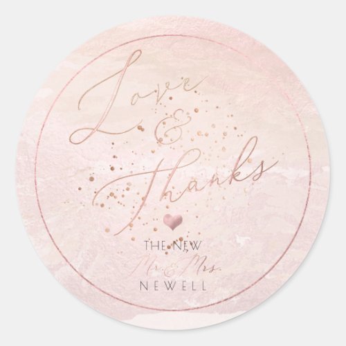 Watercolor Romantic Blush Coastal Beach Thank You Classic Round Sticker