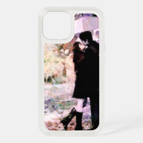 Watercolor Romantic Couple Rainy Day Kiss Art iPhone 15 Case