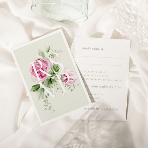 Watercolor Romantic Rose Meal Choices RSVP Card