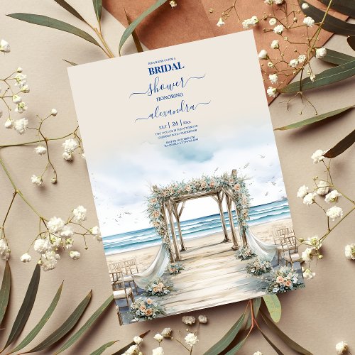 Watercolor Romantic Summer Ocean Bridal Invitation