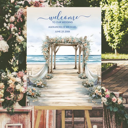 Watercolor Romantic Summer Ocean Wedding Foam Board