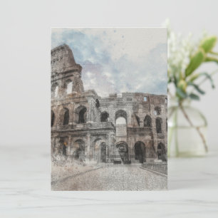 Watercolor Rome Colosseum – Elegant Italian Travel Invitation