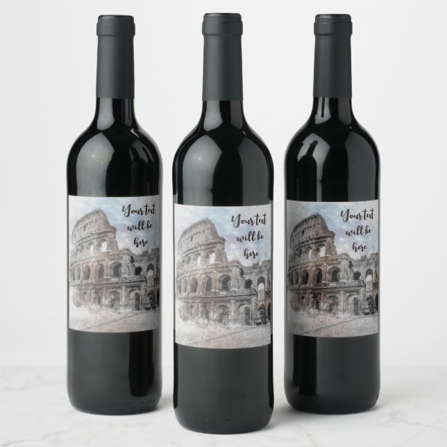 Watercolor Rome Italy Wine Label – Elegant Custom (Bottles)