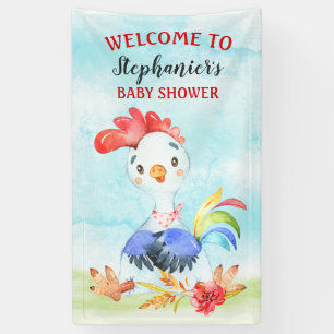 Watercolor Rooster Baby Shower Farm Banner