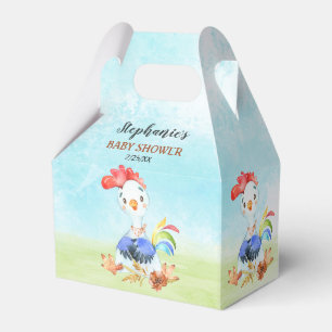 Watercolor Rooster Baby Shower Farm Favor Boxes