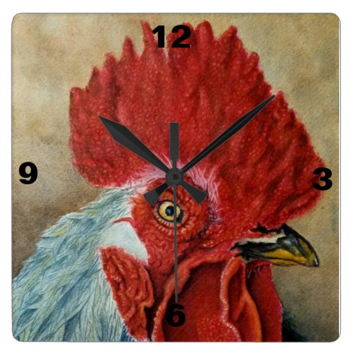 Watercolor Rooster clock by Gerald Tierney