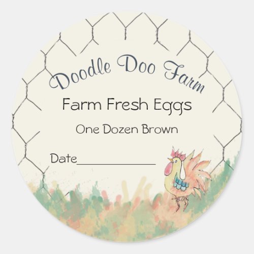 Watercolor Rooster Custom Farm Fresh Eggs Sticker