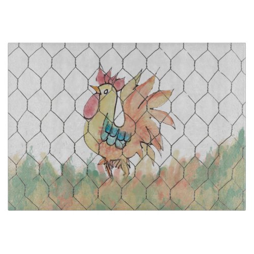 Watercolor Rooster  Cutting Board