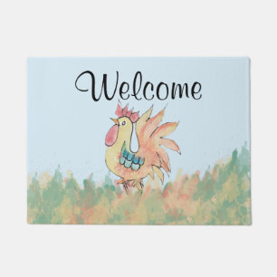 Watercolor Rooster Doormat