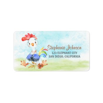 Watercolor Rooster Farm Thank You Label by SpecialOccasionCards at Zazzle