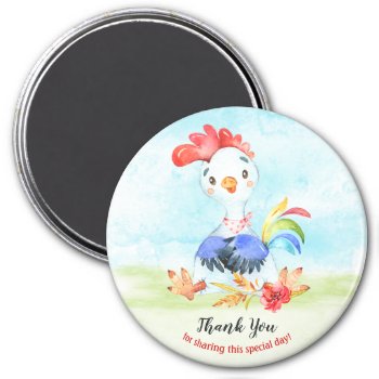 Watercolor Rooster Farm Thank You Magnet by SpecialOccasionCards at Zazzle