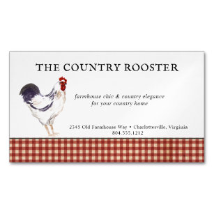 Watercolor Rooster Farmhouse Business Card Magnet 