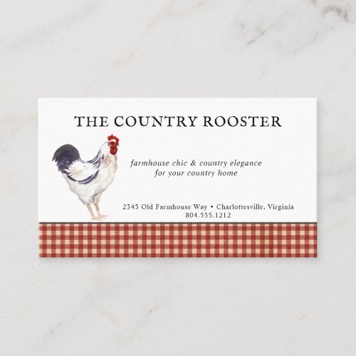 Watercolor Rooster Farmhouse Country  Business Card