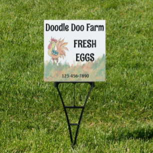 Watercolor Rooster Fresh Eggs Sign