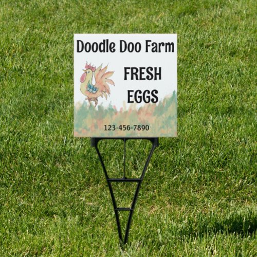 Watercolor Rooster Fresh Eggs Sign