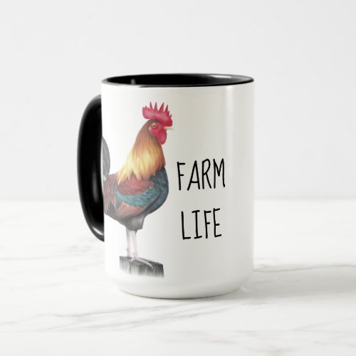 Watercolor Rooster Two_Tone Coffee Mug