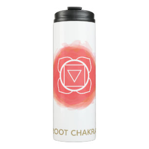 *~ Watercolor Root Chakra Symbol Intention  Thermal Tumbler