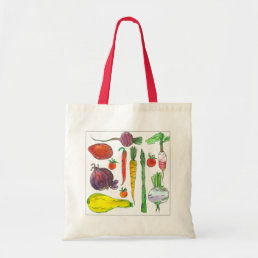 Watercolor Root Vegetables Beets Carrots Turnips Tote Bag