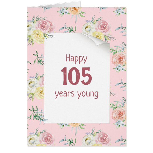 Watercolor Rose 105th Birthday Card (Front)