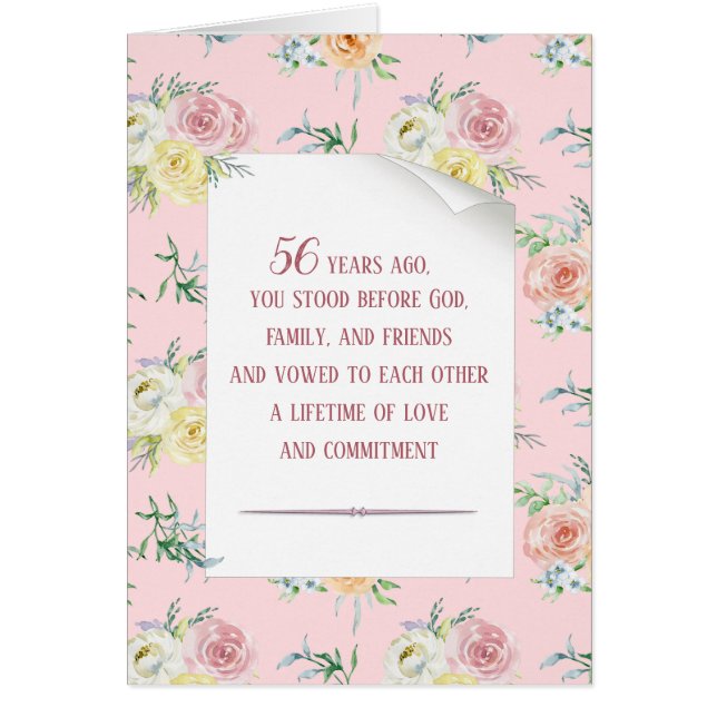 Watercolor Rose 56th Anniversary Cards (Front)