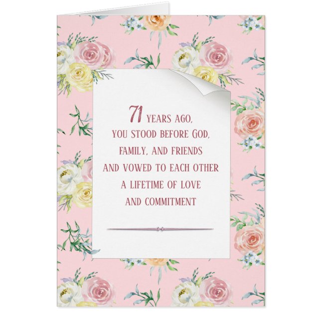 Watercolor Rose 71st Anniversary Cards (Front)