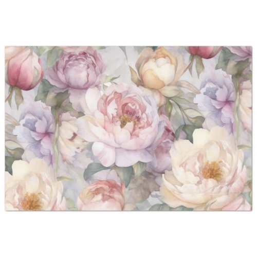 WATERCOLOR ROSE AND PEONY FLORAL DECOUPAGE TISSUE PAPER