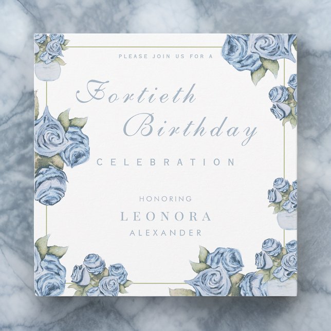 Watercolor Rose ANY Milestone Floral Birthday Invitation (Creator Uploaded)