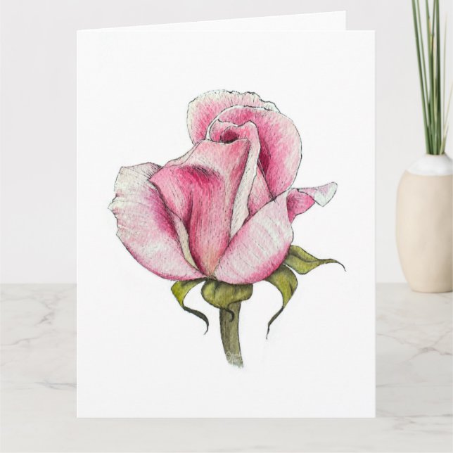 Watercolor Rose Blank Greeting Card (Front)