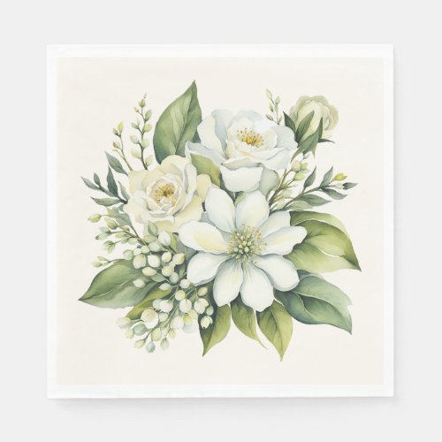 Watercolor Rose Bouquet Napkins