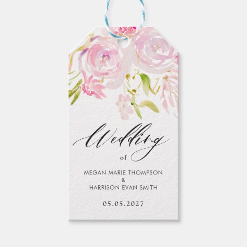Watercolor rose bouquet Thank you Gift Tags
