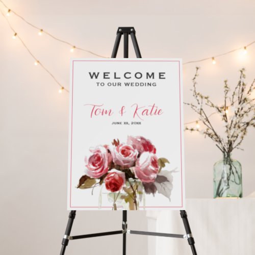 Watercolor Rose Bouquet Wedding Foam Board