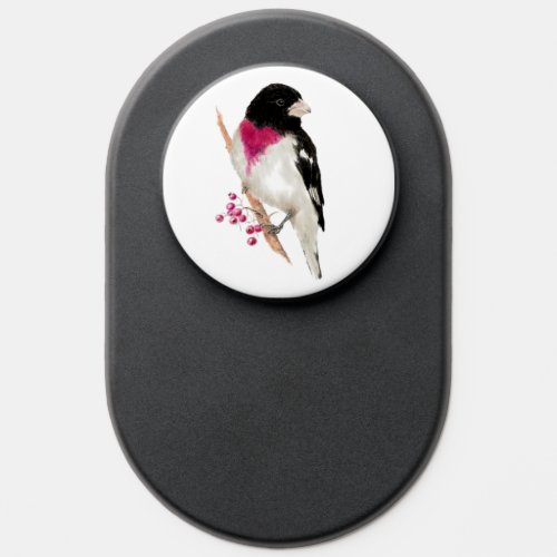 Watercolor Rose_Breasted Grosbeak Bird Wildlife  PopSocket