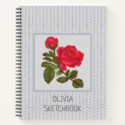 Watercolor rose design notebook