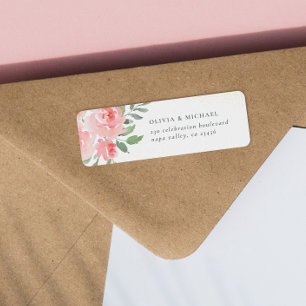 Watercolor Rose Elegant Return Address Label