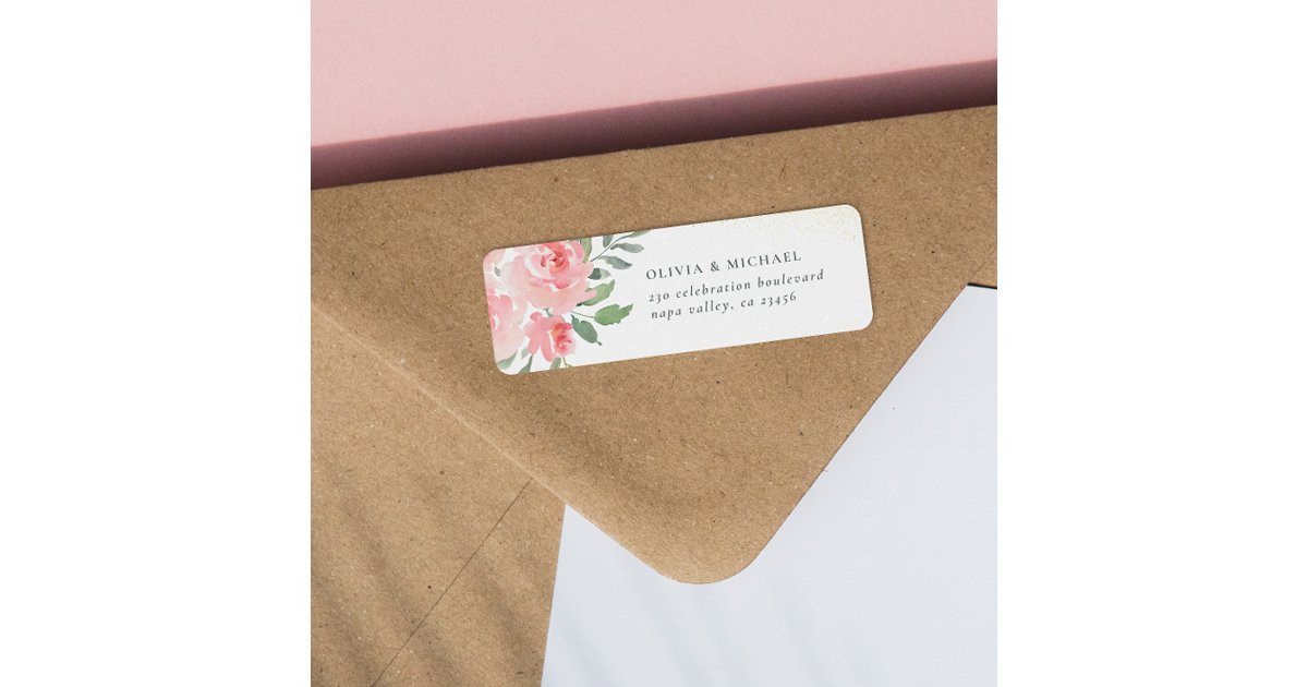 Watercolor Rose Elegant Return Address Label | Zazzle