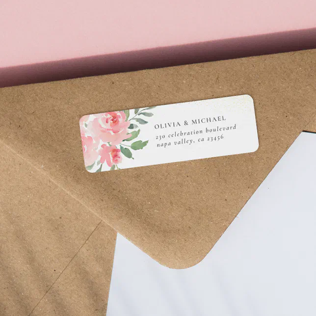 Watercolor Rose Elegant Return Address Label | Zazzle