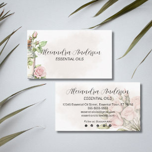 Watercolor Rose Floral Aromatherapy Essential Oils Business Card