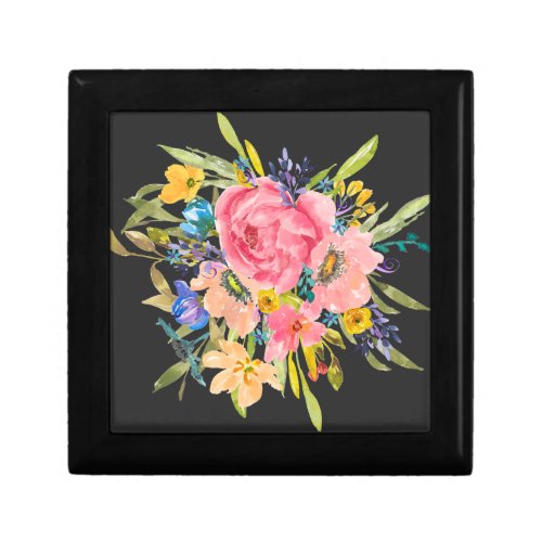 Watercolor Rose Floral Bouquet Gift Box