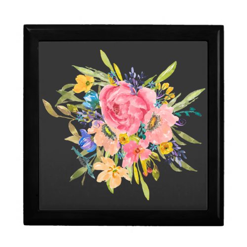 Watercolor Rose Floral Bouquet Gift Box