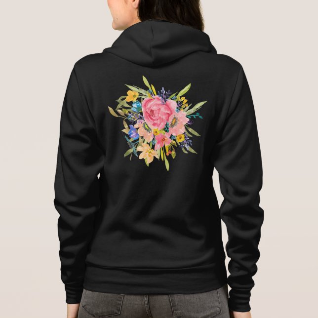 Watercolor Rose Floral Bouquet Hoodie (Back)