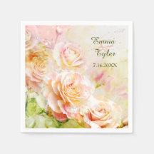 Watercolor Rose Floral Paper Napkins