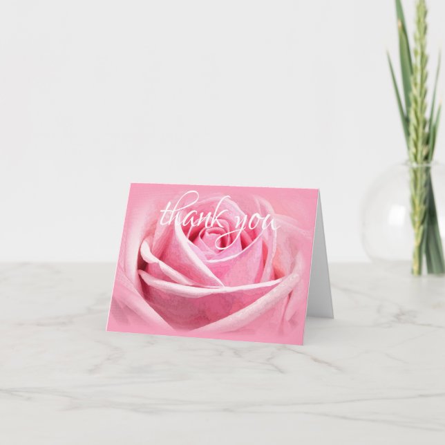 Watercolor Rose Flower Thank You Hand Script Text (Front)